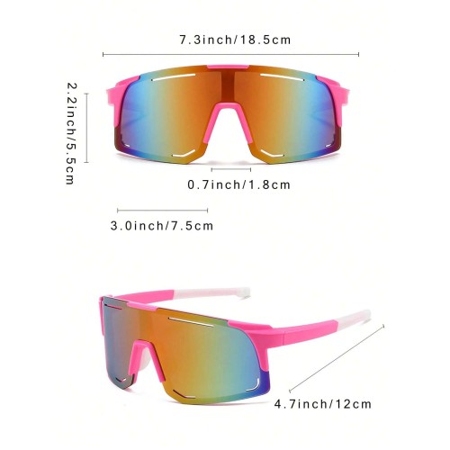 1Pair Y2K Women One-Piece Wrap Around Frame Fashion Glasses Fit For Outdoor, Vacation, Driving , Daily Life Trendy Glasses Windproof Cycling Sports Goggles Shade For Hiking Running Driving Riding Fishing Sports Style Beach Men And Women