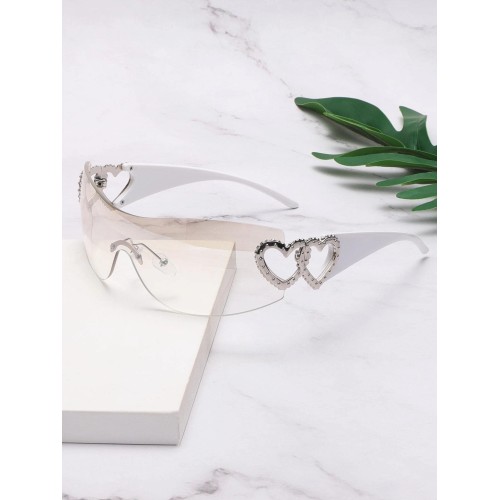 1pc Unframed Metal Heart Decor Eyeglasses For Women's Y2k Fashion