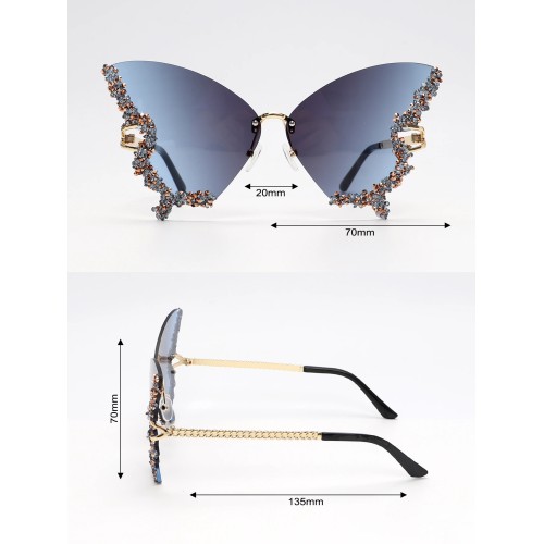 Rhinestone Decor Butterfly Design Fashion Glasses