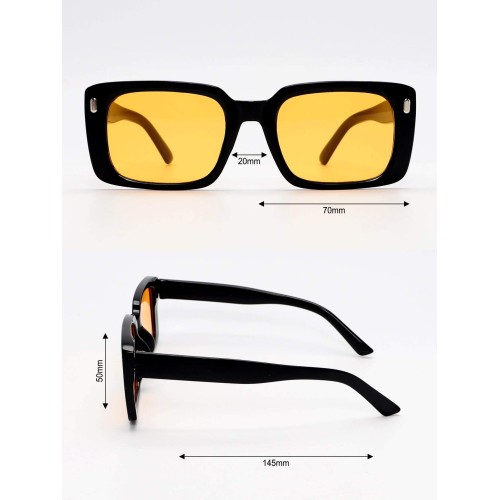 1pc Square Shape Small Frame Retro Hip Hop Spike Detail Fashion Sunglasses Cowgirl For Sun Protection-perfect For Parties, Costumes & Gifts