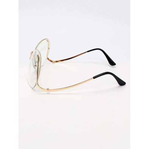 1pc Oversized Metal Frame Clear Lens Glasses With Gold Frame for a Trendy Vintage Look