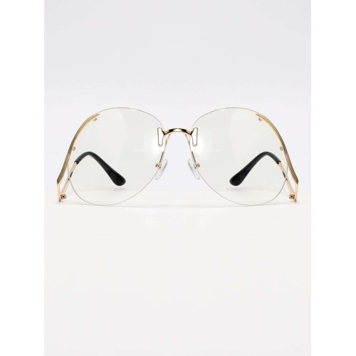 1pc Oversized Metal Frame Clear Lens Glasses With Gold Frame for a Trendy Vintage Look