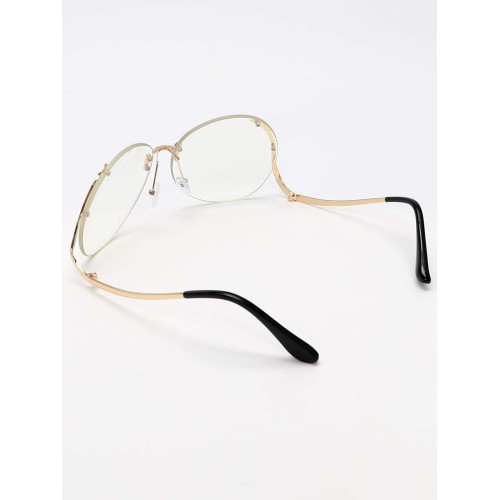 1pc Oversized Metal Frame Clear Lens Glasses With Gold Frame for a Trendy Vintage Look