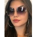 1pc Frameless Cut Edge Polygon Shape Gradient Color Metallic Fashion Sunglasses For Outdoor Travel