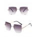 1pc Frameless Cut Edge Polygon Shape Gradient Color Metallic Fashion Sunglasses For Outdoor Travel