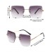 1pc Frameless Cut Edge Polygon Shape Gradient Color Metallic Fashion Sunglasses For Outdoor Travel