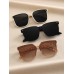 3pcs Classic Women's Large Frame Plastic Sunglasses Set In Black, Beige, Brown For Summer Travel