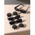 5 Pairs Women Plastics Rectangle Cat Eye Oval Frame Metal Circular Black Glasses Fashion Sunglasses  For Daily Life And Driving