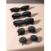 5 Pairs Women Plastics Rectangle Cat Eye Oval Frame Metal Circular Black Glasses Fashion Sunglasses  For Daily Life And Driving