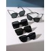 5pcs Large Square Frame Black Sunglasses For Women Daily Life Back To School Summer Vacation Clothing Accessories