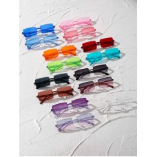 15pairs Women Classic Plastics Rectangle Colorful Frame Y2K Fashion Sunglasses For Summer Beach Travel Party