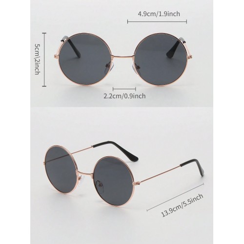 4pcs Ladies' Round Metal Decor Fashion Sunglasses