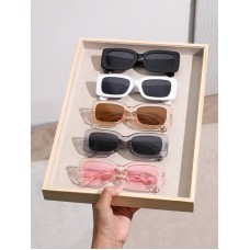 5 Pcs Women Square Frame Black Glasses Boho shades Fashion Glasses for Women  Trendy Retro Fashion Glasses For Outdoor Clothing Accessories UV Protection