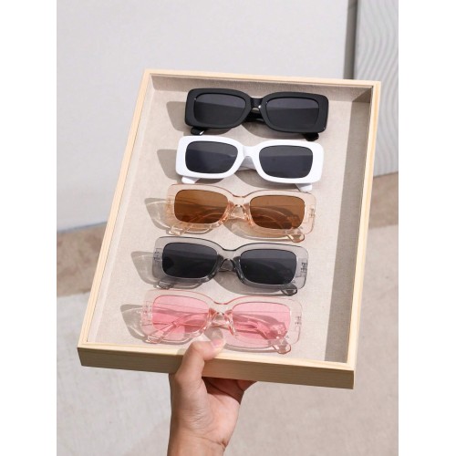 5 Pcs Women Square Frame Black Glasses Boho shades Fashion Glasses for Women  Trendy Retro Fashion Glasses For Outdoor Clothing Accessories UV Protection