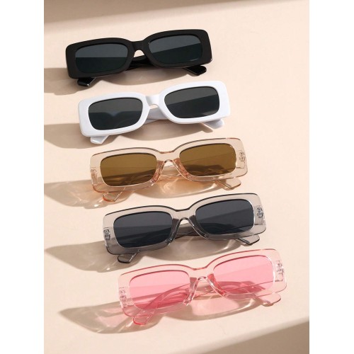 5 Pcs Women Square Frame Black Glasses Boho shades Fashion Glasses for Women  Trendy Retro Fashion Glasses For Outdoor Clothing Accessories UV Protection