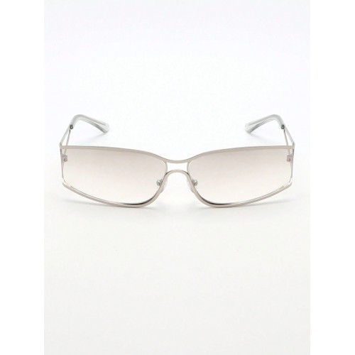 1pc Metallic Y2k Futuristic Style Silver Wrapped Fashion Sunglasses