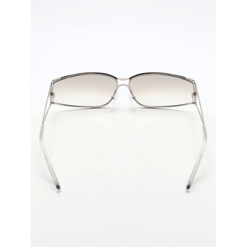 1pc Metallic Y2k Futuristic Style Silver Wrapped Fashion Sunglasses