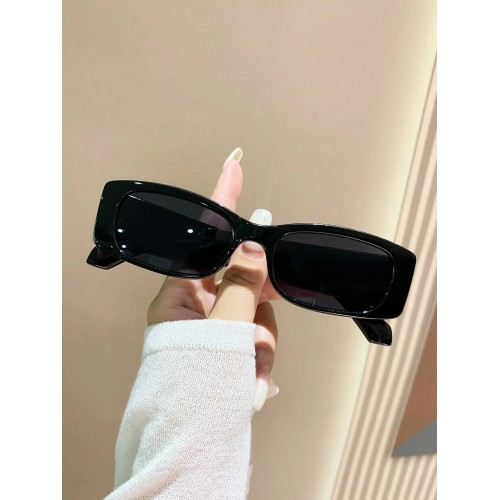 1pc Black Mini-frame Stylish Sun Glasses Suitable For Daily Wear, Vacation, Shopping, Holiday, Etc.