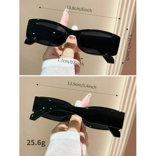 1pc Black Mini-frame Stylish Sun Glasses Suitable For Daily Wear, Vacation, Shopping, Holiday, Etc.