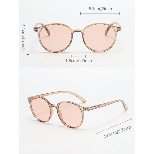 4pcs Retro Round Frame Uv Protection Sunglasses With Fashionable Plastic Decorations + 3pcs Retro Square Frame Uv Protection Sunglasses With Fashionable Plastic Decorations For Men And Women