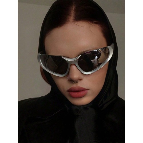 1pc European And American Style Y2k Millennial Futuristic Sunglasses, Unisex Street Style Uv Protection Sports Cycling Eyewear