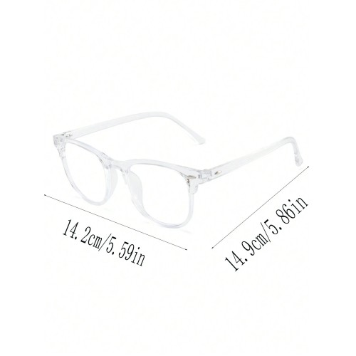 1pc New Arrival Transparent Anti-blue Light Retro Personality Big Frame Plain Glasses For Men And Women