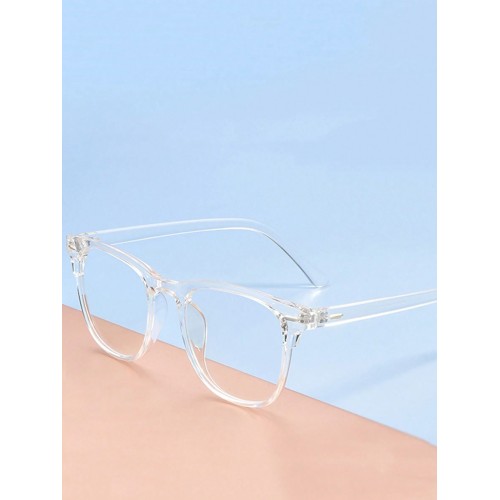 1pc New Arrival Transparent Anti-blue Light Retro Personality Big Frame Plain Glasses For Men And Women