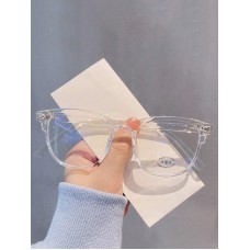 1pc New Arrival Transparent Anti-blue Light Retro Personality Big Frame Plain Glasses For Men And Women