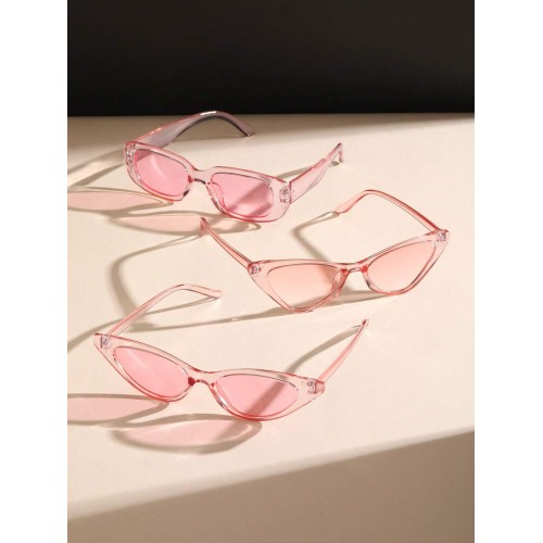 4pcs Women Square Pink Cat Eye Trendy Frame Fashion Glasses For Daily Life Clothing Accessories