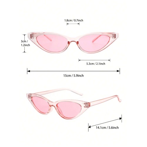 4pcs Women Square Pink Cat Eye Trendy Frame Fashion Glasses For Daily Life Clothing Accessories