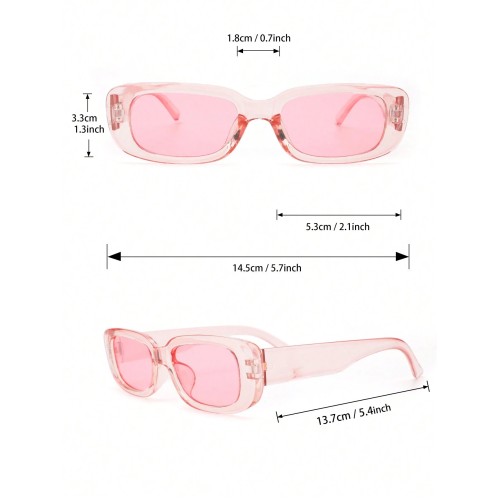 4pcs Women Square Pink Cat Eye Trendy Frame Fashion Glasses For Daily Life Clothing Accessories