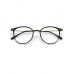 1pc Women's Fashionable Round Frame Eyeglasses, Black, Trendy, Decorative Clear Lens Glasses