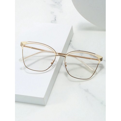 1pc New Arrival Metal Anti-blue Light Color-changing Glasses With Cat Eye Frames For Decoration & Protection