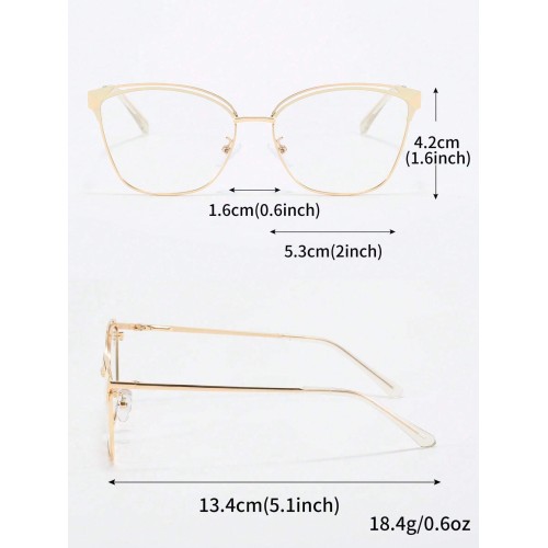 1pc New Arrival Metal Anti-blue Light Color-changing Glasses With Cat Eye Frames For Decoration & Protection