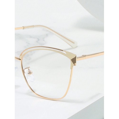 1pc New Arrival Metal Anti-blue Light Color-changing Glasses With Cat Eye Frames For Decoration & Protection