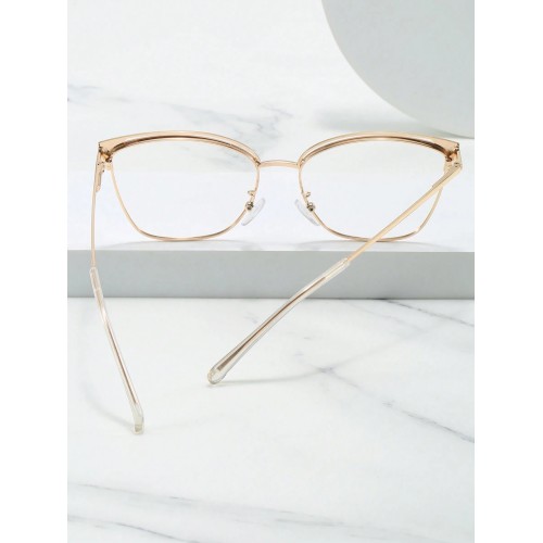 1pc New Arrival Metal Anti-blue Light Color-changing Glasses With Cat Eye Frames For Decoration & Protection