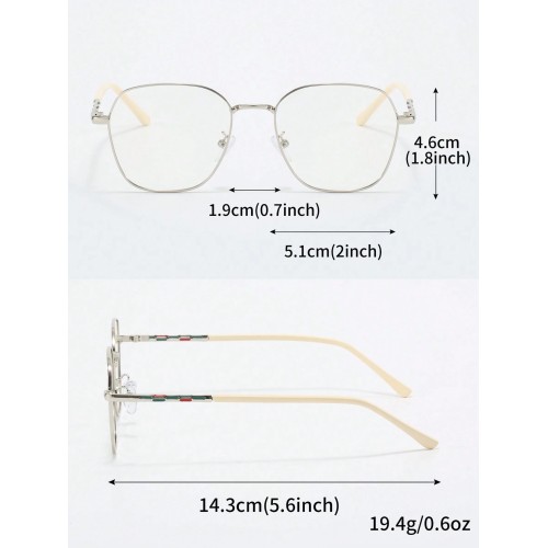 1pc Fashionable Women'S Non-Prescription Eyeglass Frame With Retro Square Frame & Two Tone Leg & Interior Painted Color Effect & Anti-Blue Light Indoor Lenses And Photochromic Outdoor Lenses, Compatible With Prescription Lenses, Beige